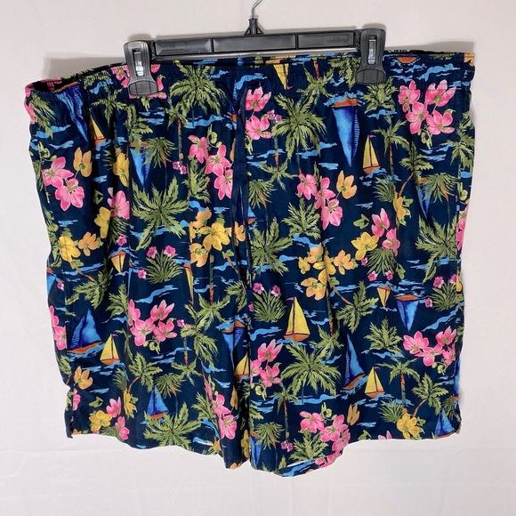 5/$25 Old Navy Tropical Flower Sailboat Print Swim Trunks Shorts XXL - Picture 1 of 12